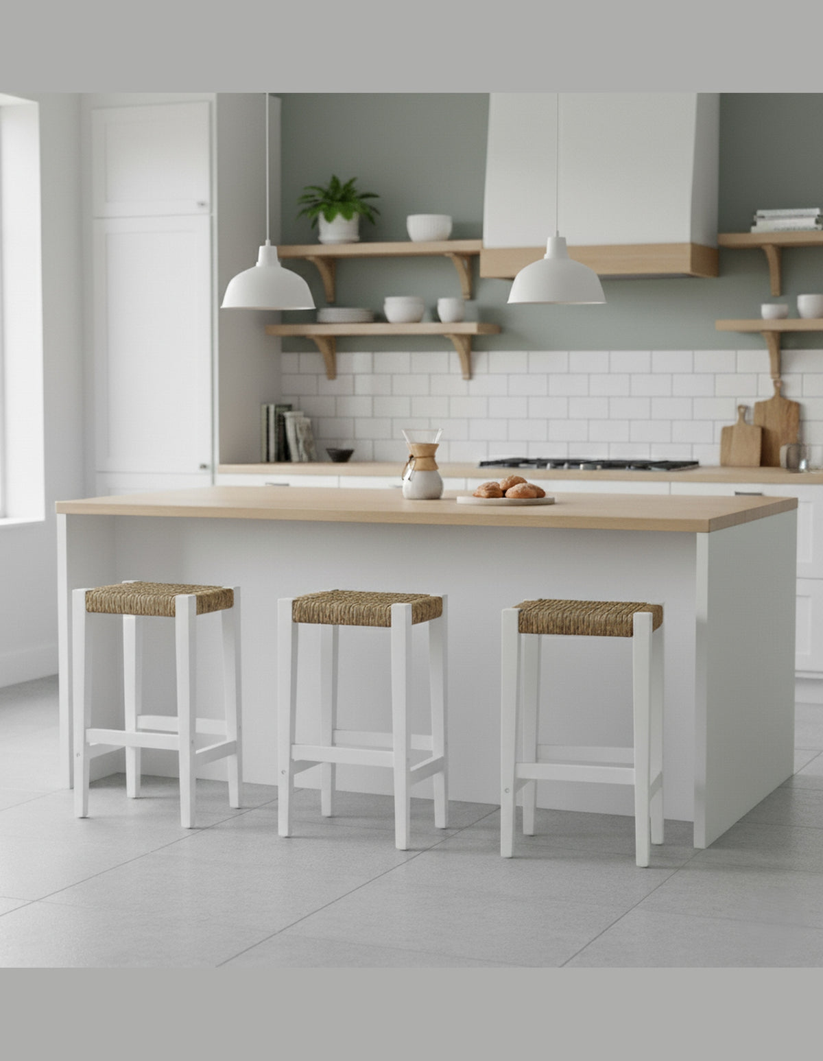 Oliver Coastal Counter Chair White