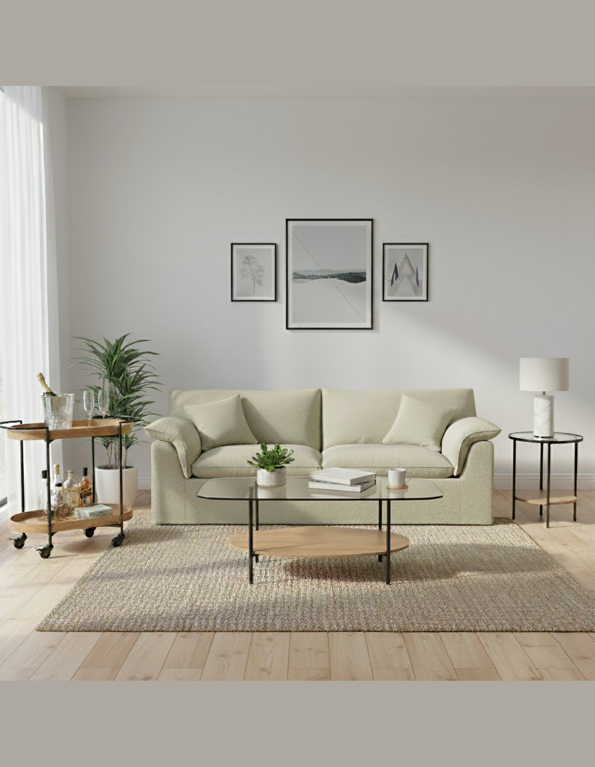 Cannes 3-Seat Sofa with Slip Cover Sand