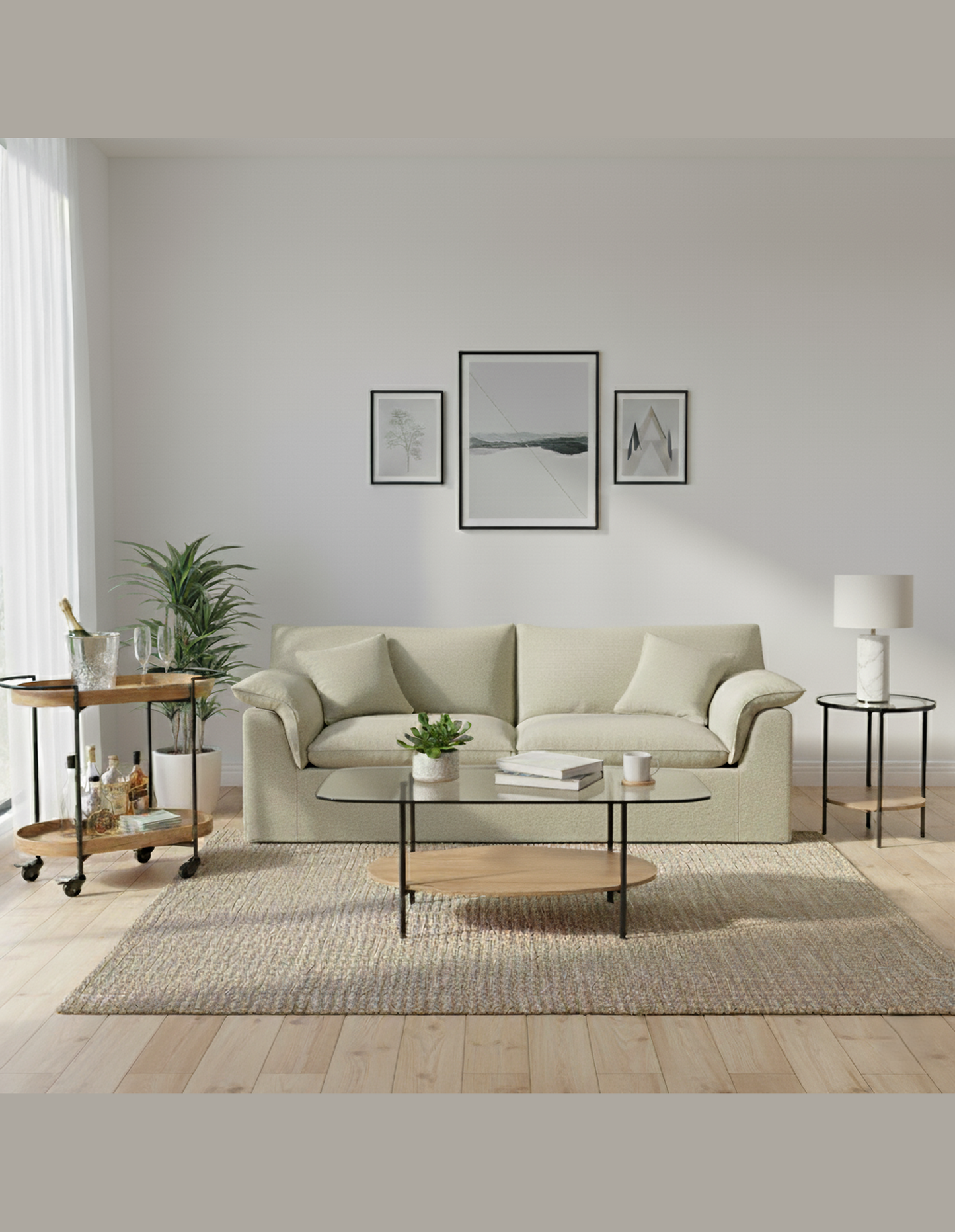 Cannes 3-Seat Sofa with Slip Cover Sand