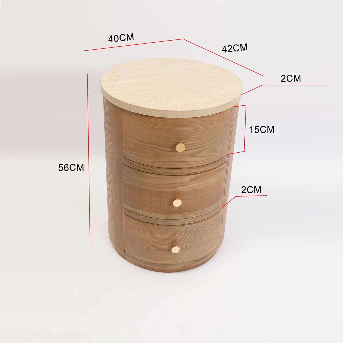 Paulo 3 Drawer Bedside Table