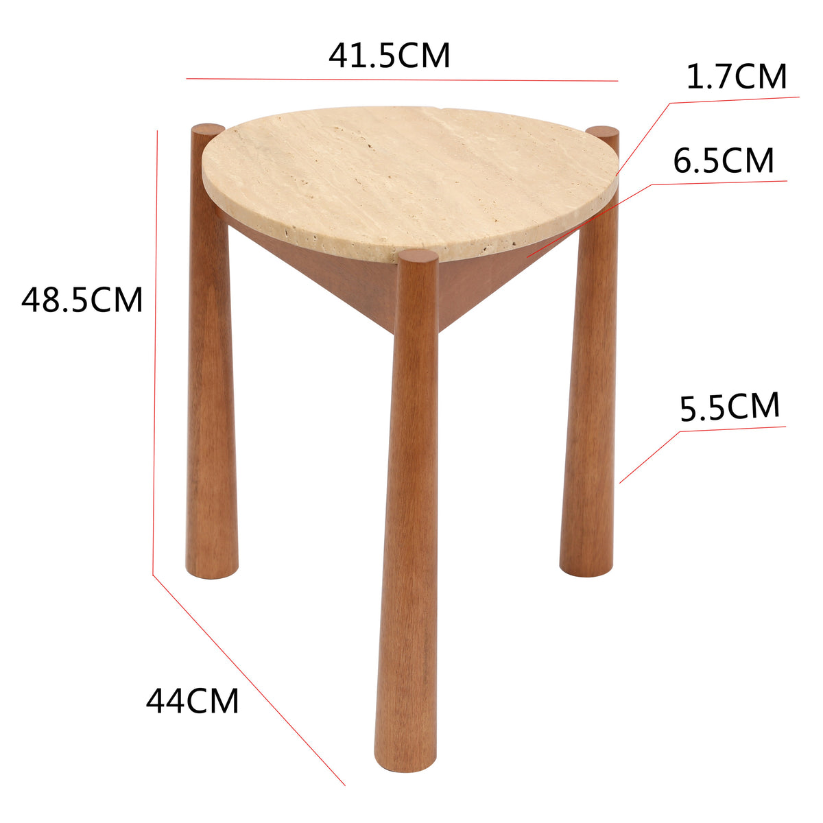 Olga Travertine Top Side Table 40 cm