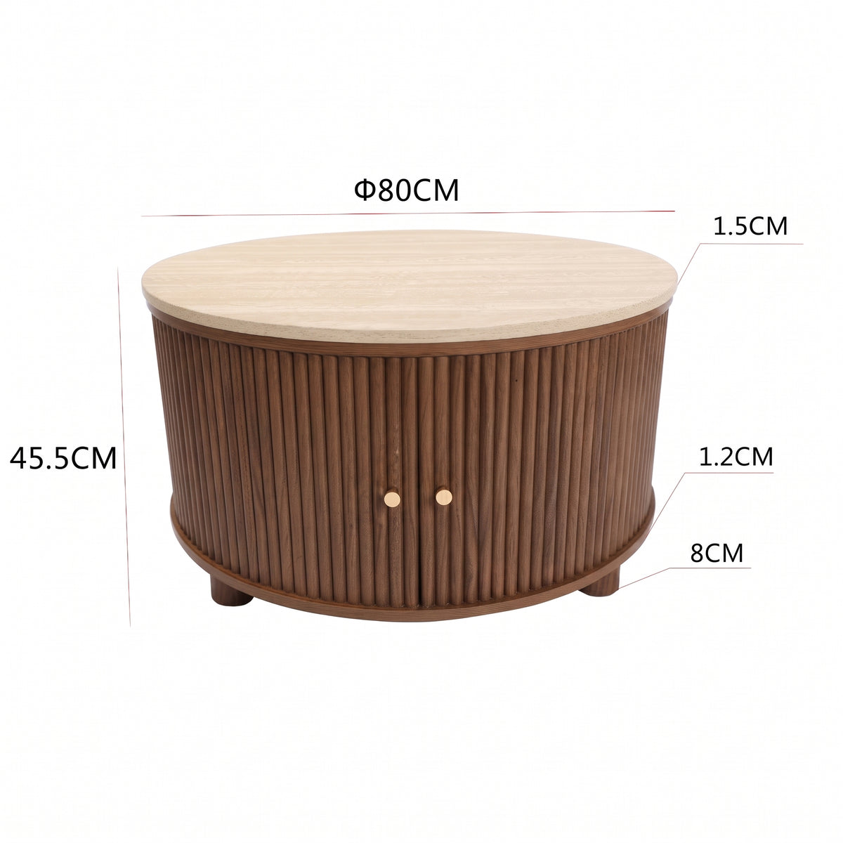 Theo Lift Top Round Coffee Table w Storage 80 cm