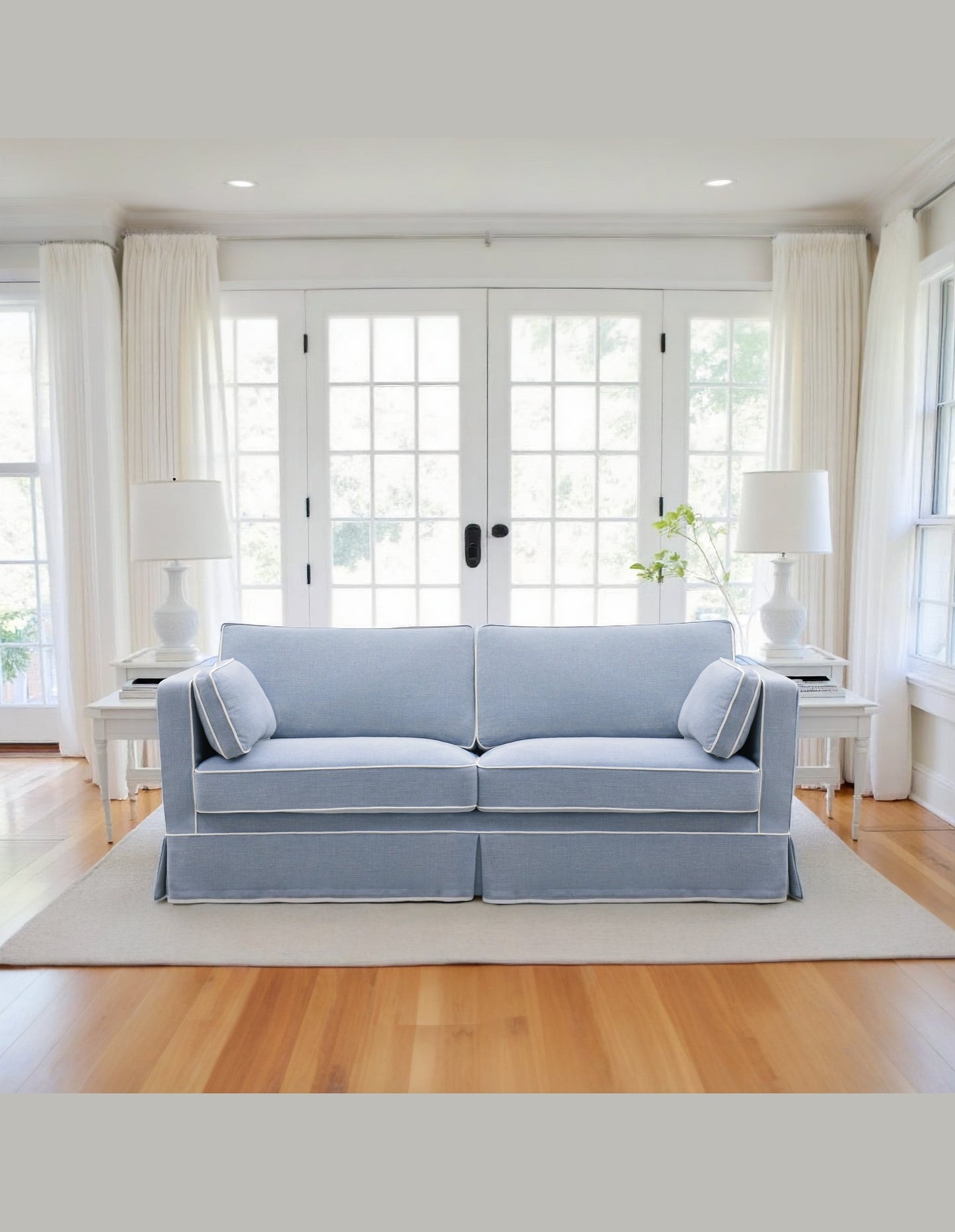 Monaco 3-Seat Sofa Cover Ocean w/White Piping