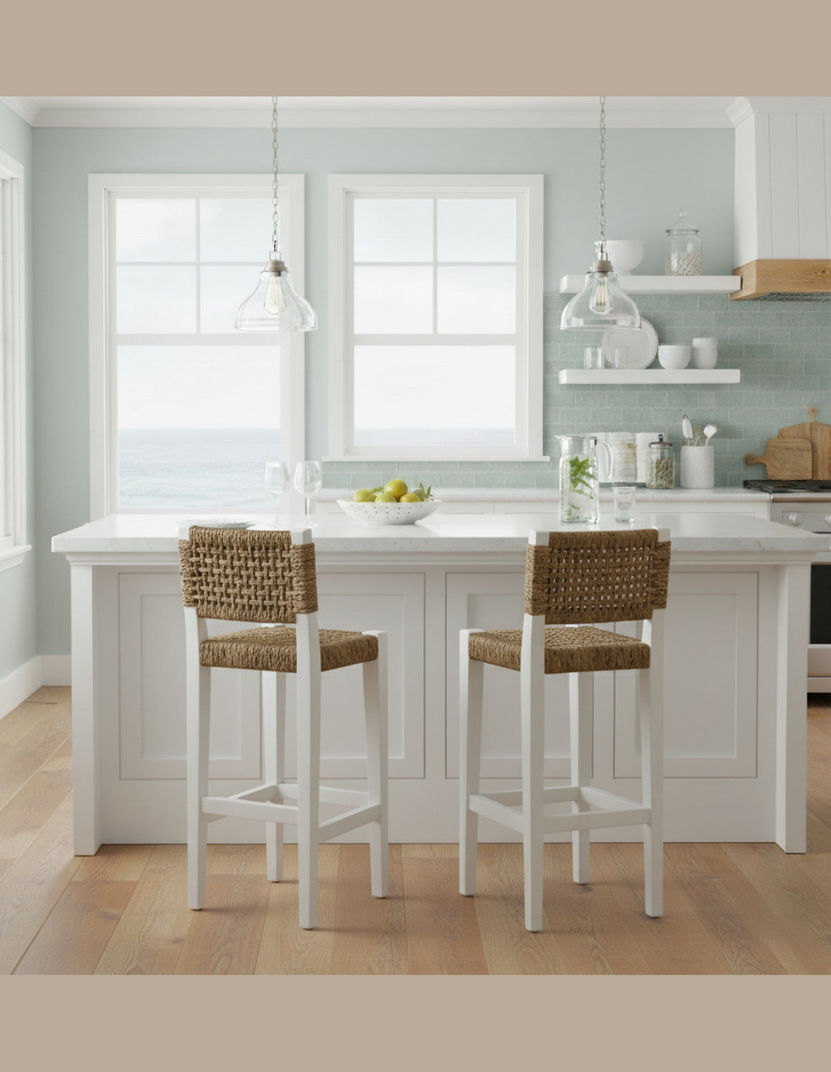 Oliver Coastal Counter Chair w/ Back White