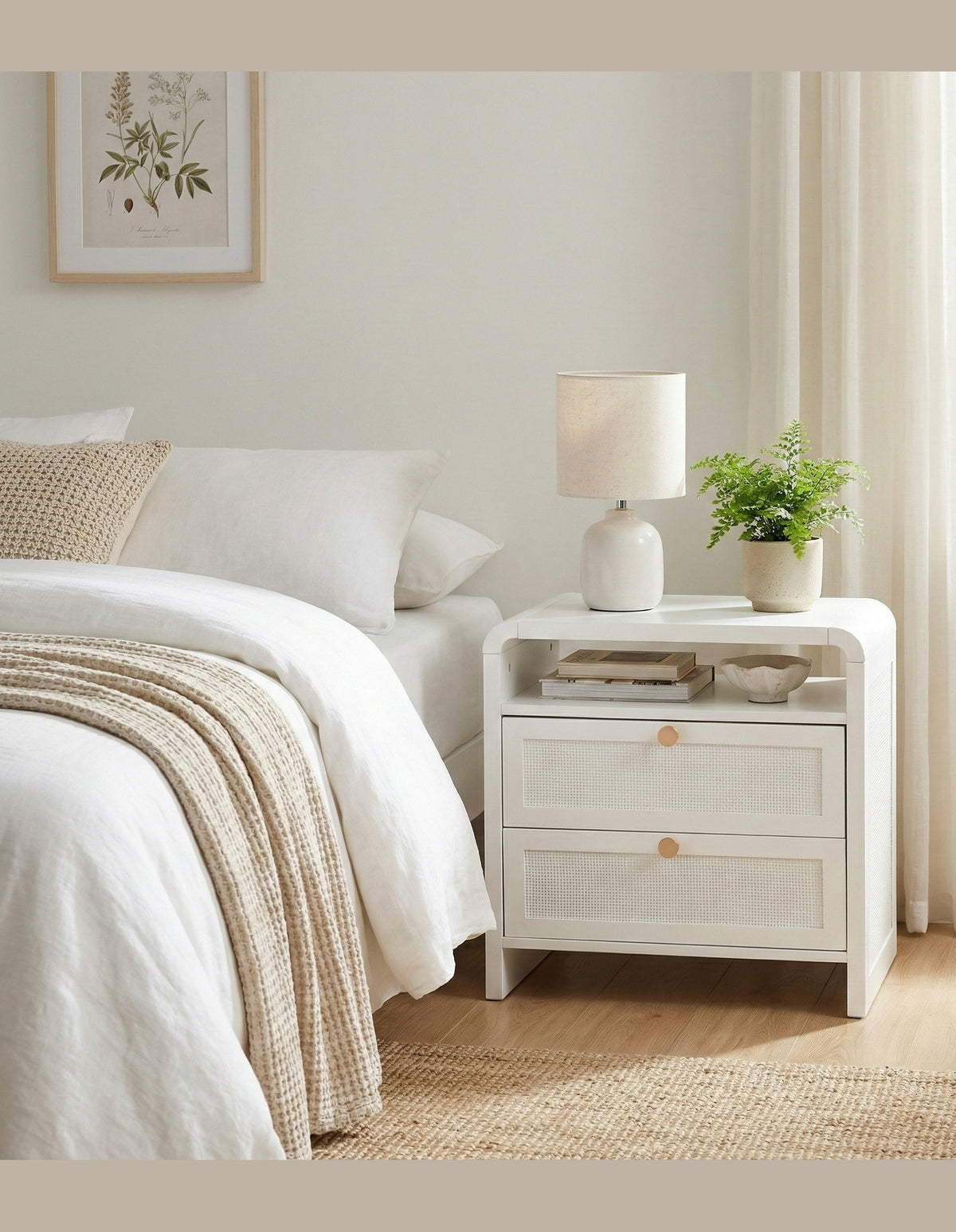 Alexandra Bedside Table 55 cm White