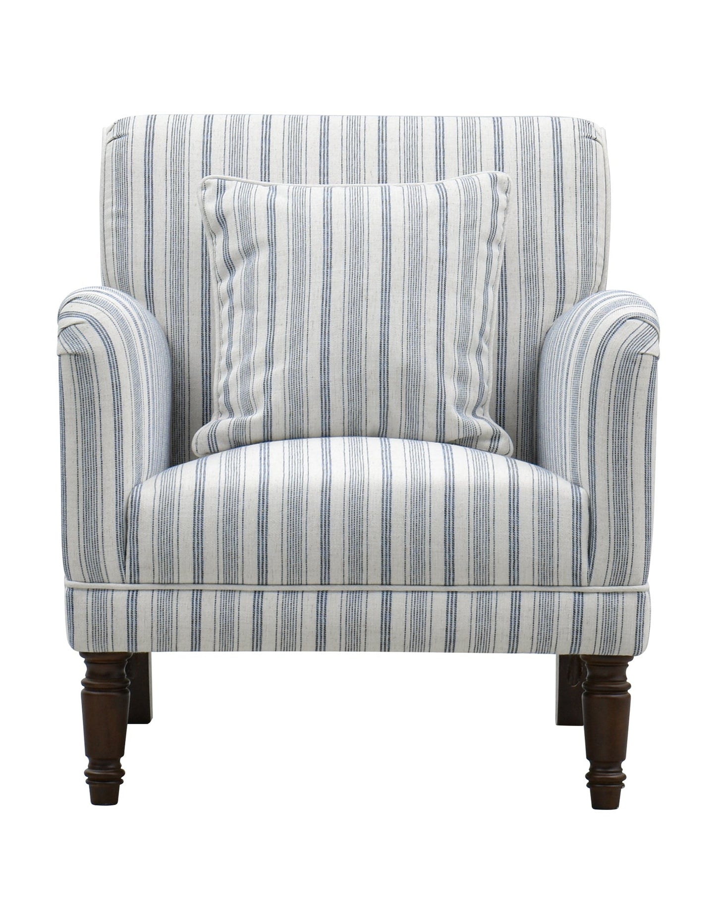 Capri Armchair Stripe Blue w/White Piping