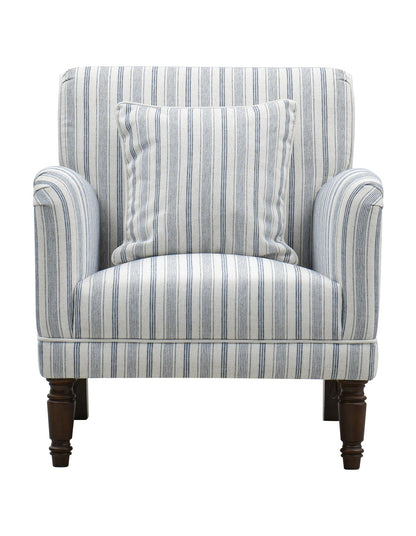 Capri Armchair Stripe Blue w/White Piping