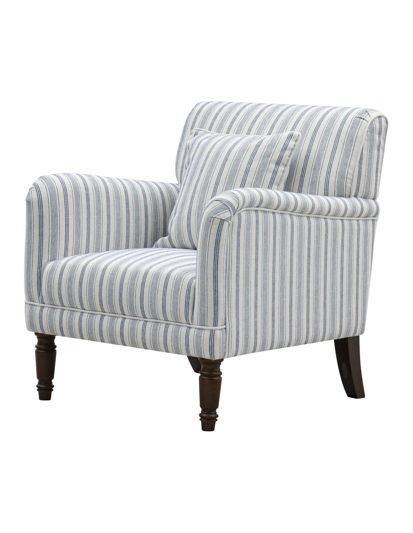 Capri Armchair Stripe Blue w/White Piping