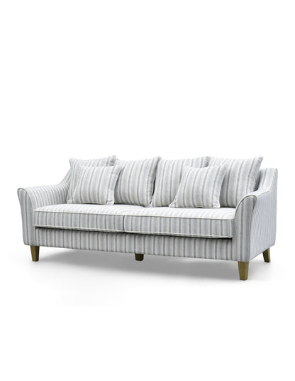 Mallorca 3-Seat Sofa Stripe Blue w/White Piping