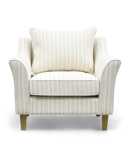 Mallorca Armchair Stripe Natural w/White Piping