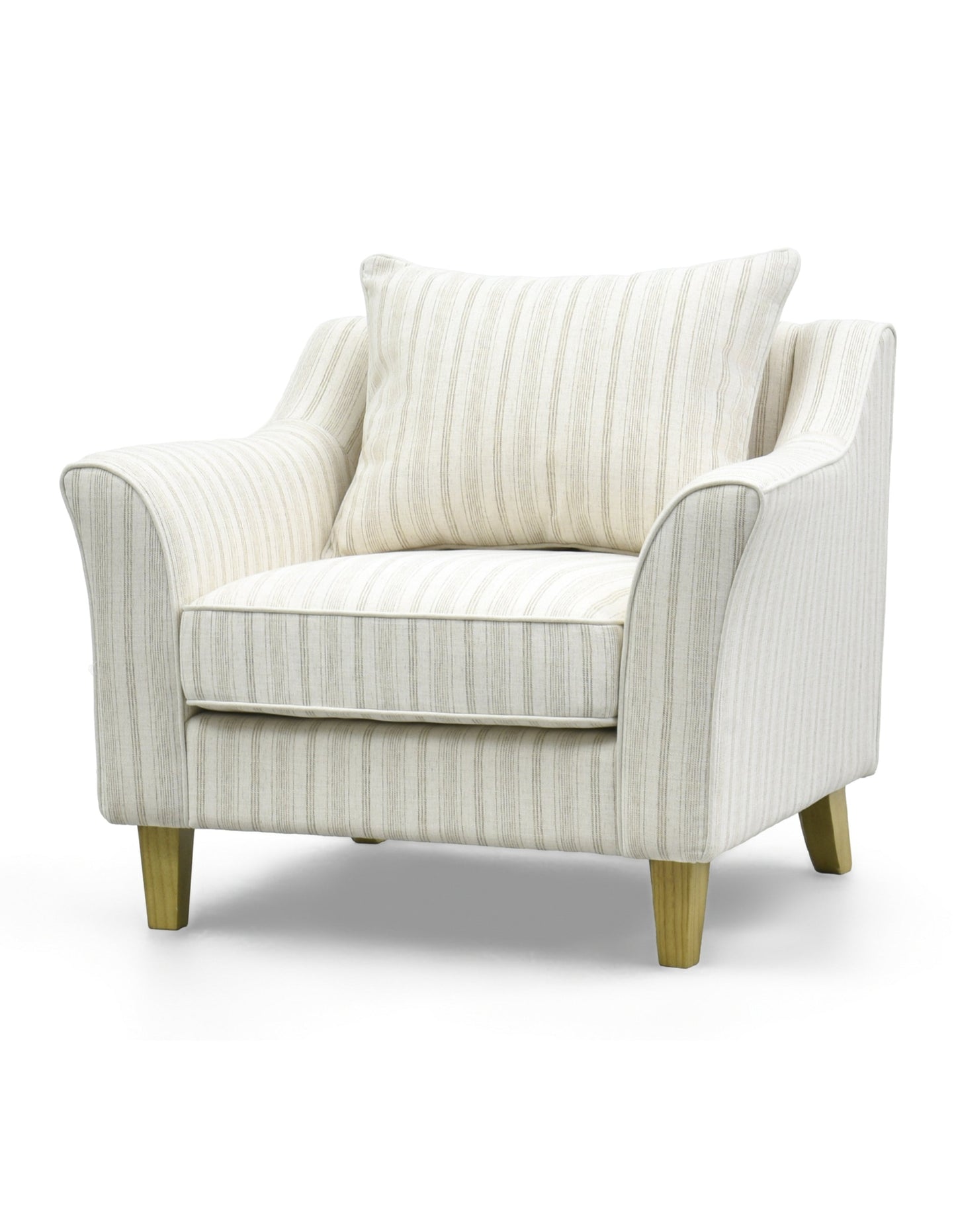Mallorca Armchair Stripe Natural w/White Piping