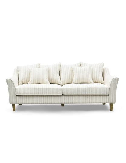 Mallorca 3-Seat Sofa Stripe Natural w/White Piping
