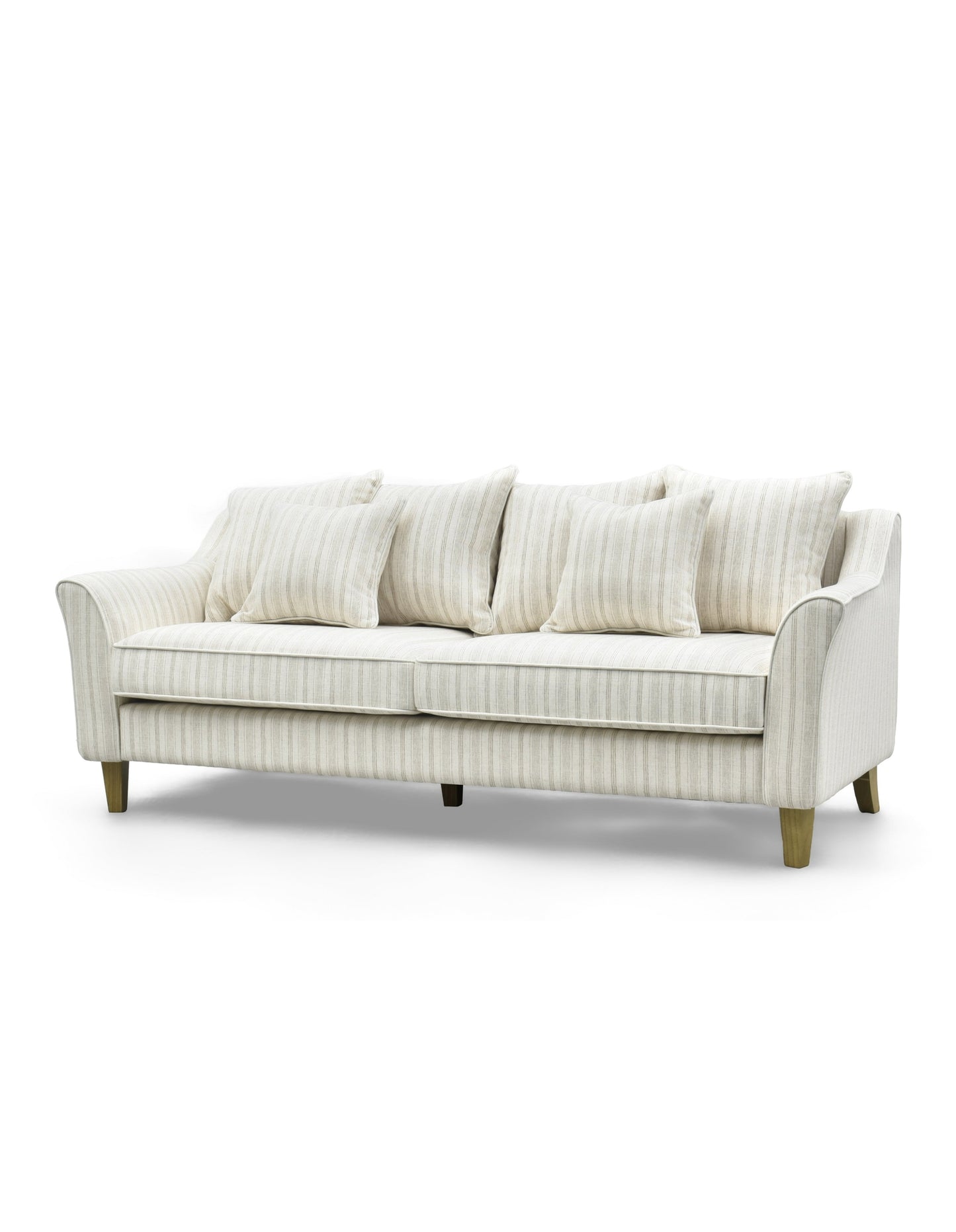 Mallorca 3-Seat Sofa Stripe Natural w/White Piping