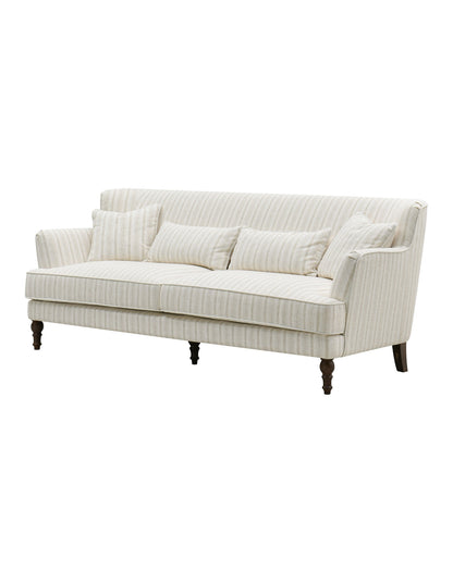 Portofino 3-Seat Sofa Stripe Natural w/White Piping
