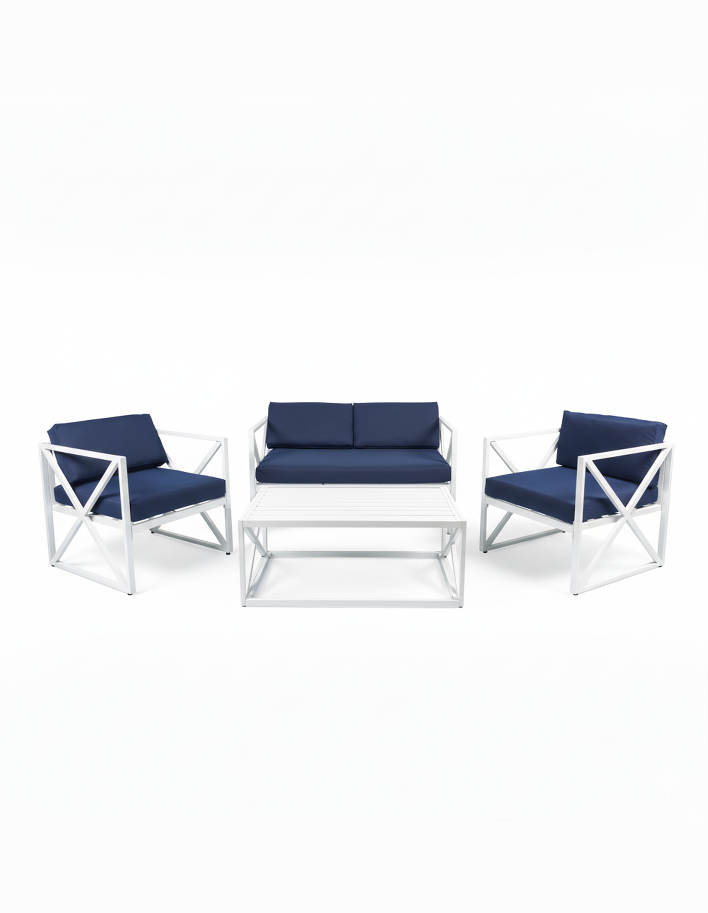 Chloe Modern Hamptons Outdoor 4 pc Lounge Set Navy