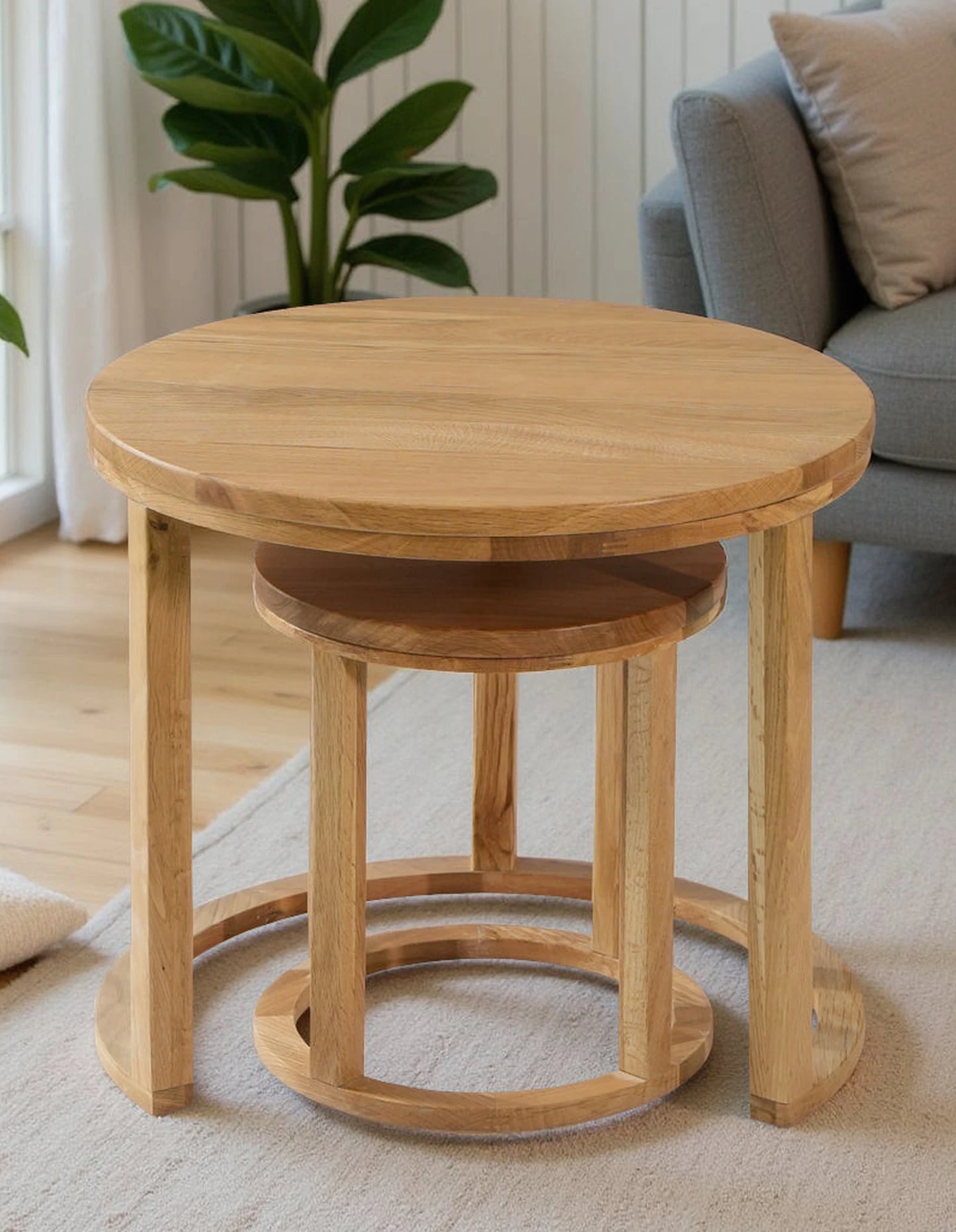 Jamie Oak Stackable Side Table Set 2