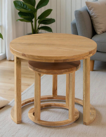 Jamie Oak Stackable Side Table Set 2