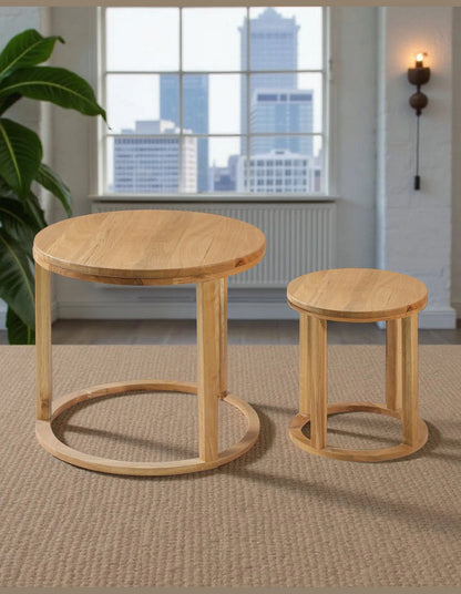 Jamie Oak Stackable Side Table Set 2
