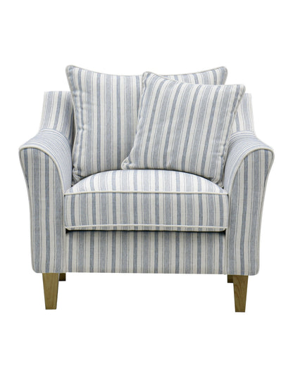 Mallorca Armchair Stripe Blue w/White Piping
