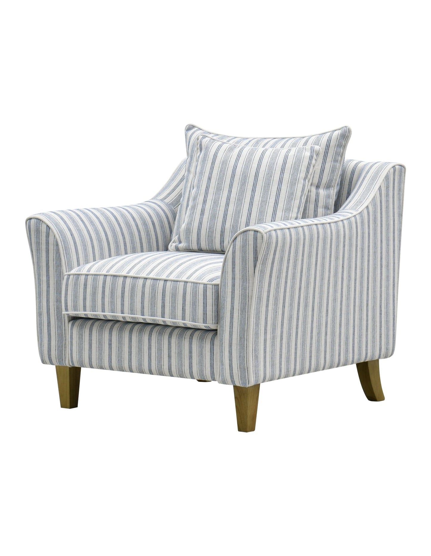 Mallorca Armchair Stripe Blue w/White Piping