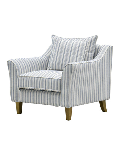 Mallorca Armchair Stripe Blue w/White Piping