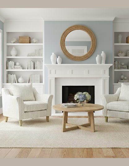 Mallorca Armchair Stripe Natural w/White Piping