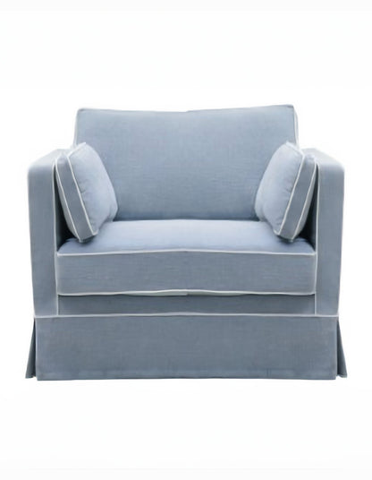 Monaco Armchair Cover Ocean w/White Piping