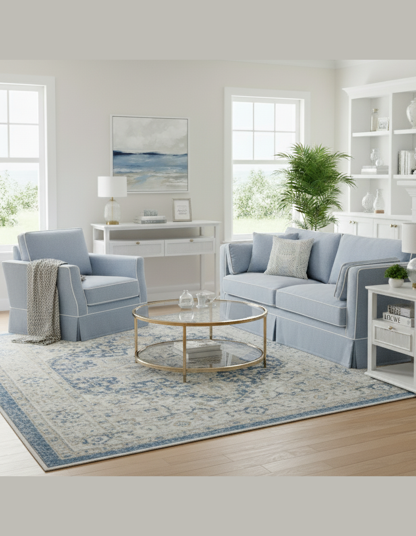 Monaco 3-Seat Sofa with Slip Cover Ocean