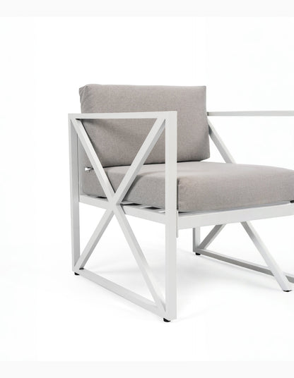 Chloe Modern Hamptons Outdoor 4 pc Lounge Set Light Grey