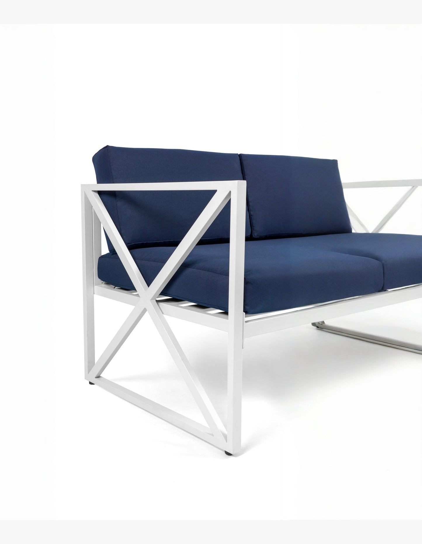 Chloe Modern Hamptons Outdoor 4 pc Lounge Set Navy