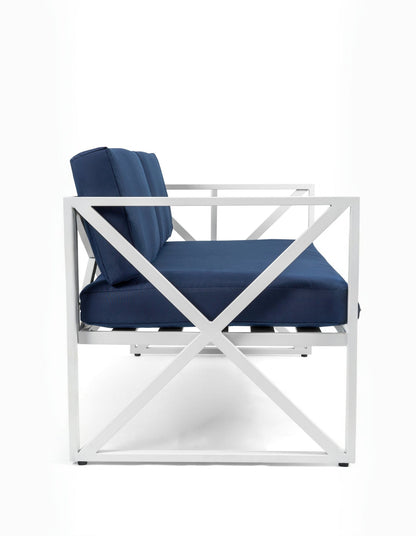 Chloe Modern Hamptons Outdoor 4 pc Lounge Set Navy
