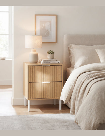 Jonas 2-Drawer Bedside Table Natural