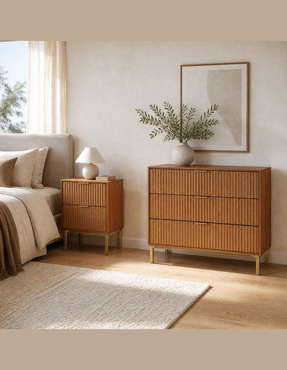 Jonas 2-Drawer Bedside Table Walnut