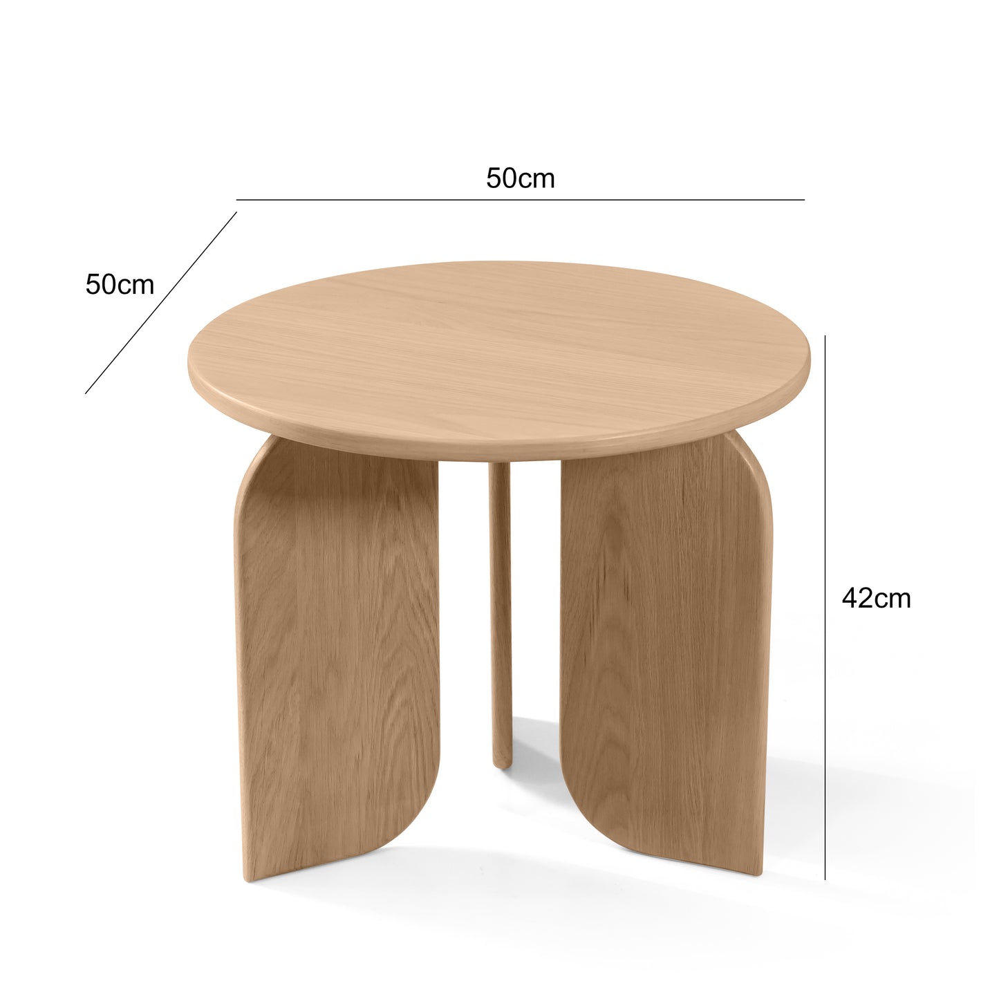 Gemma Oak Side Tri Leg Side Table Large 50cm