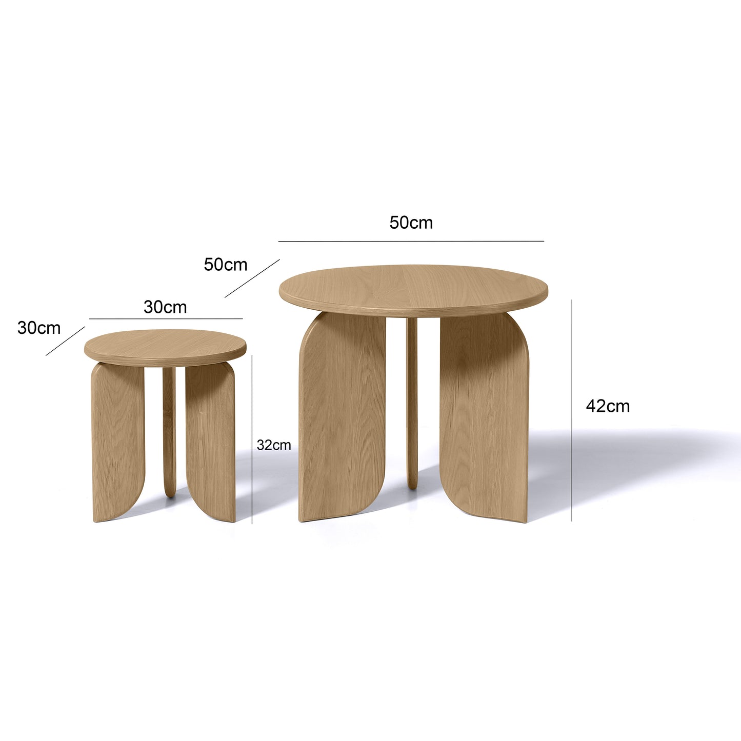 Gemma Oak Side Tri Leg Side Table Large 50cm