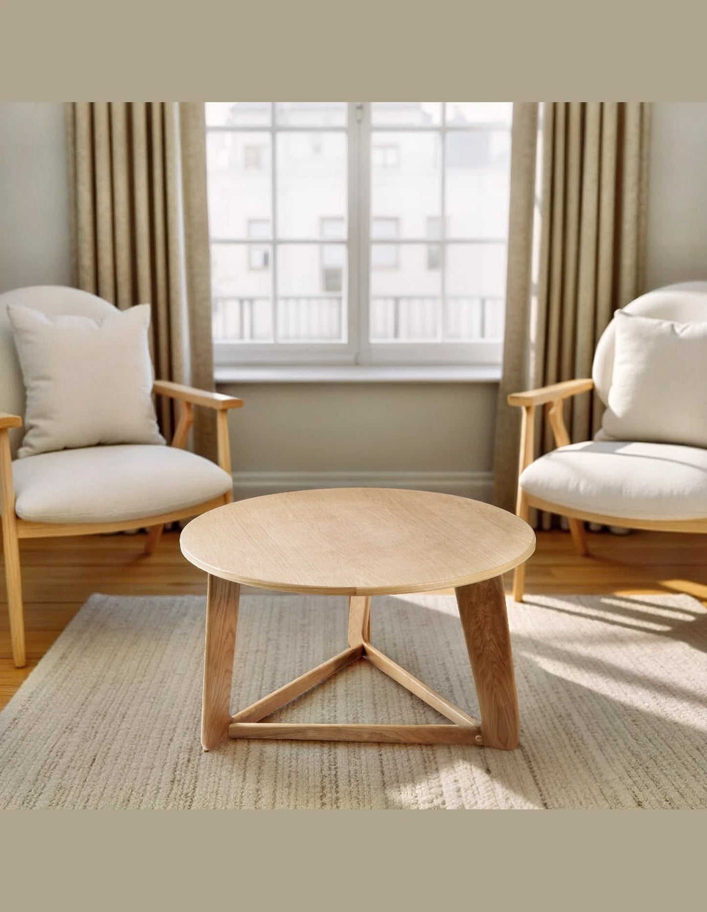 Andreas Oak Triangle Leg Coffee Table 80cm