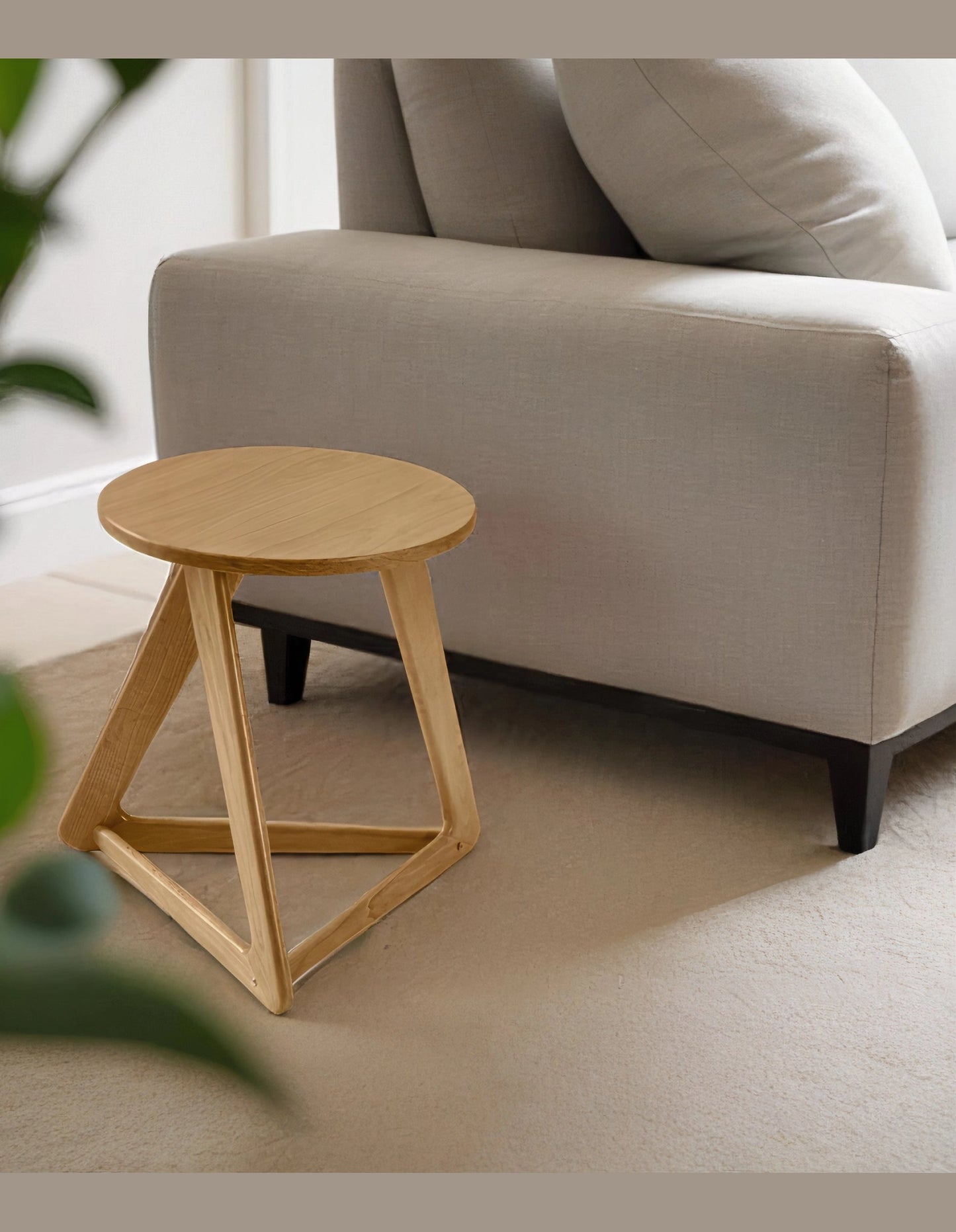 Andreas Oak Designer Sofa Side Table 42cm