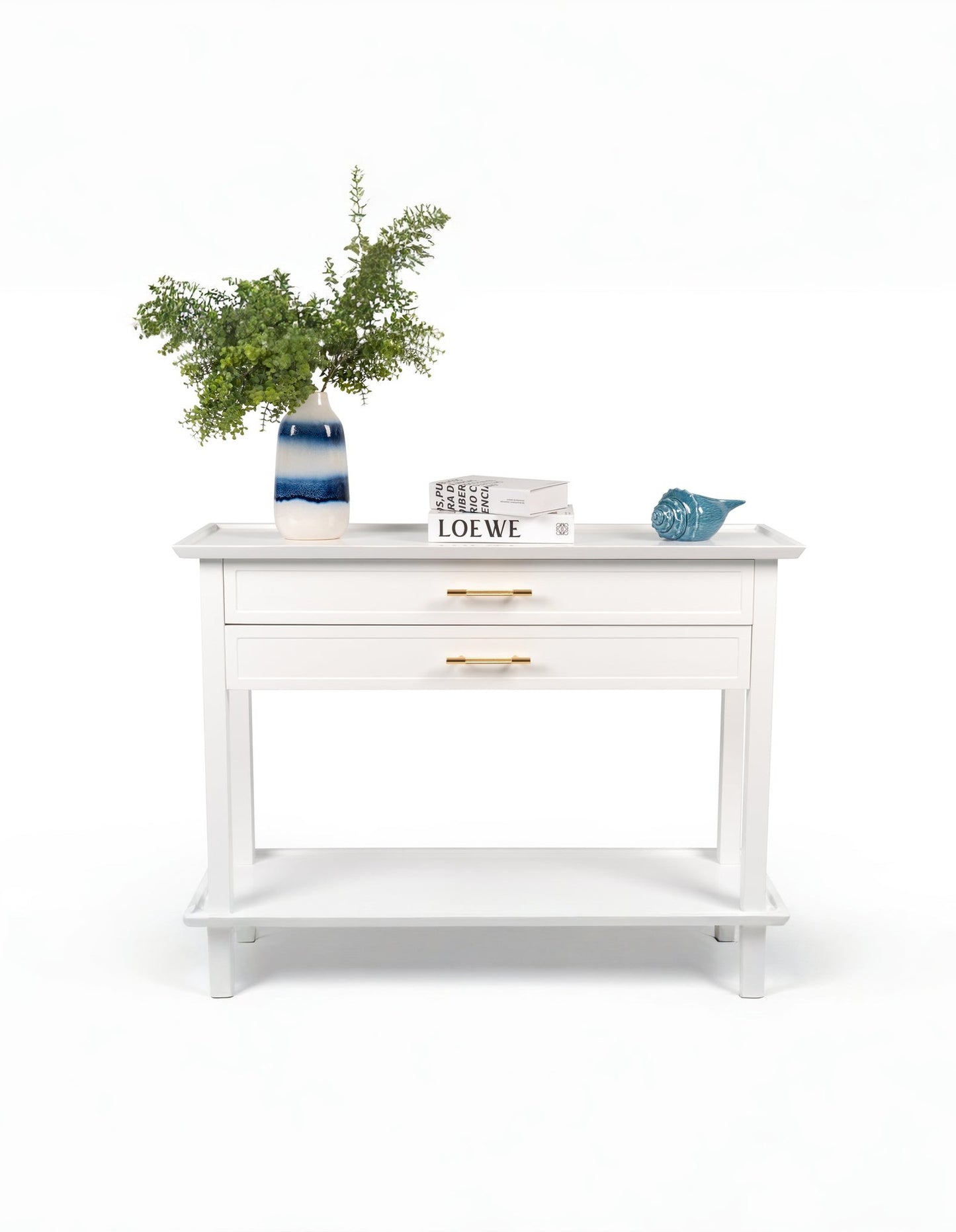 Amber Hamptons 2 Draw White Console w/Brass Handle 120 cm