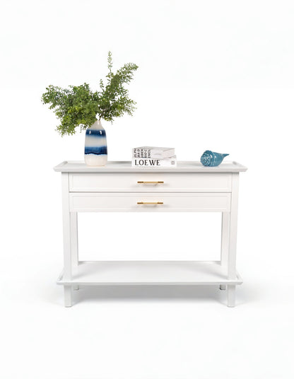 Amber Hamptons 2 Draw White Console w/Brass Handle 120 cm