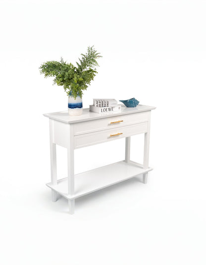 Amber Hamptons 2 Draw White Console w/Brass Handle 120 cm