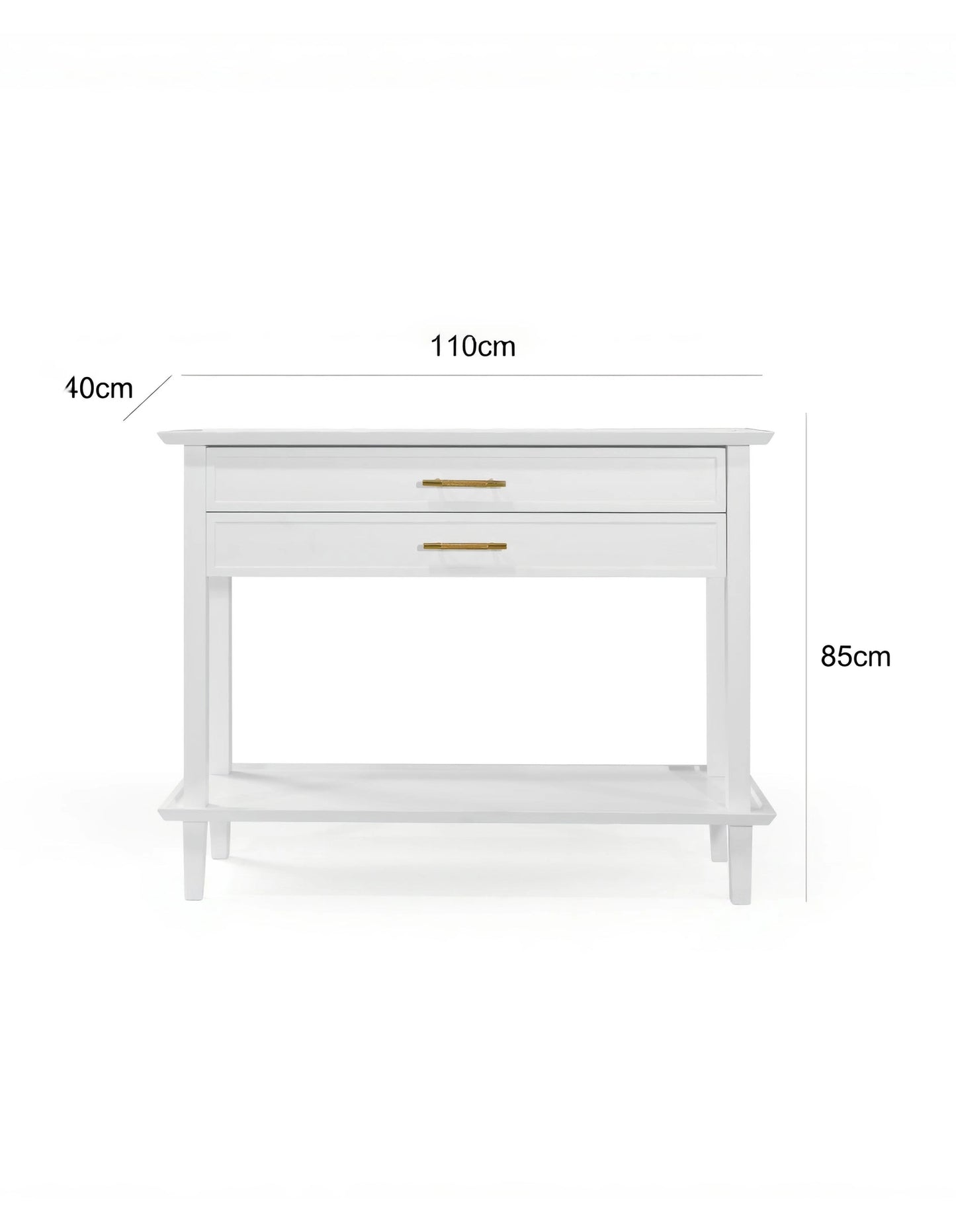 Amber Hamptons 2 Draw White Console w/Brass Handle 120 cm