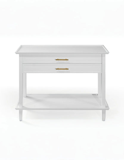 Amber Hamptons 2 Draw White Console w/Brass Handle 120 cm