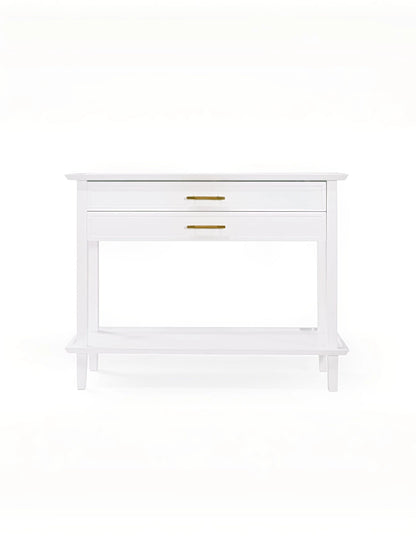Amber Hamptons 2 Draw White Console w/Brass Handle 120 cm