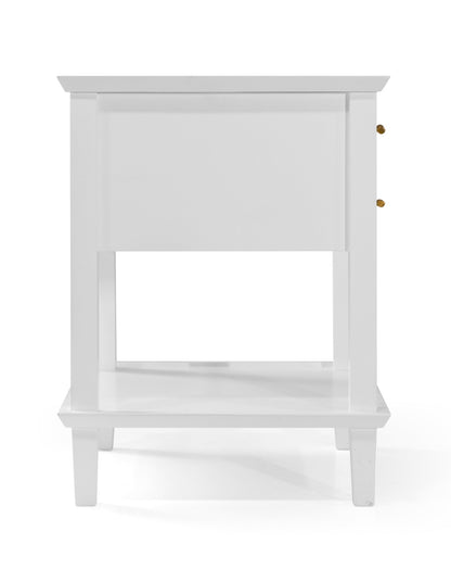 Amber Hamptons 2 Draw White Bedside Table w/Brass Handle 50cm