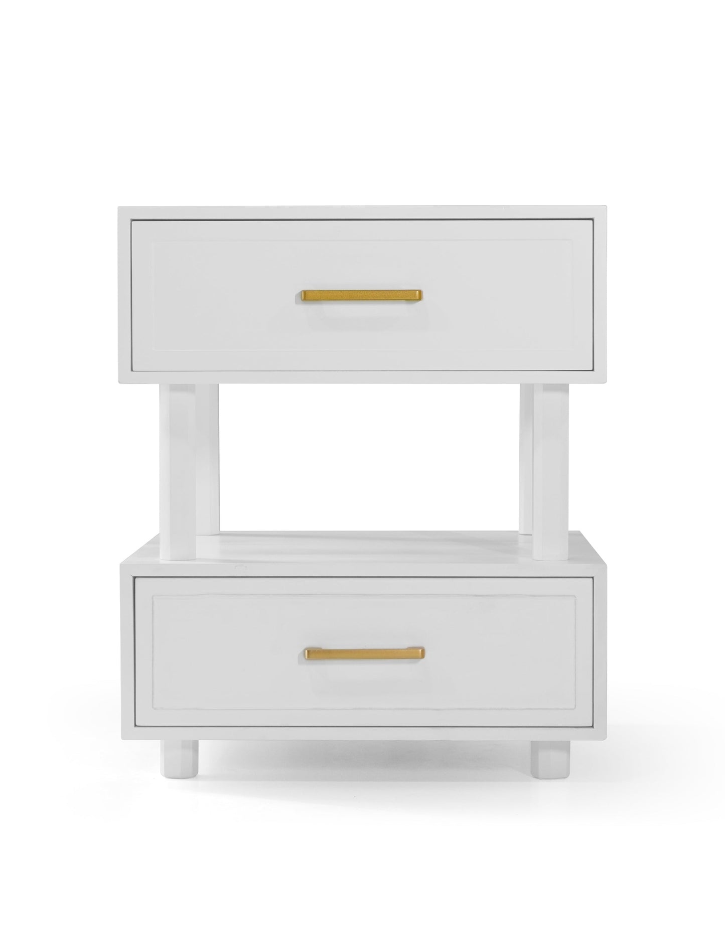 Nikita Double Draw Brass Handle Bedside Table 55cm