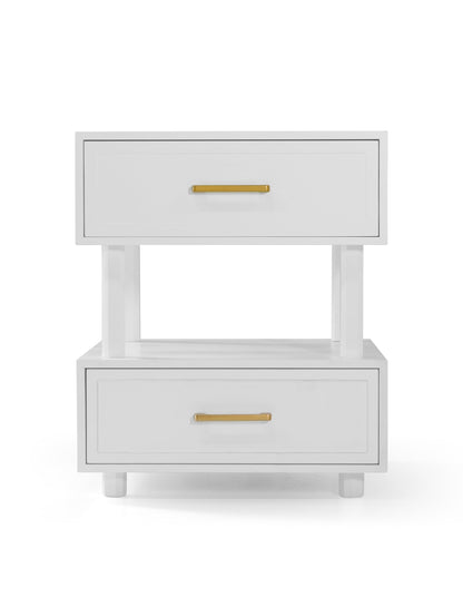 Nikita Double Draw Brass Handle Bedside Table 55cm