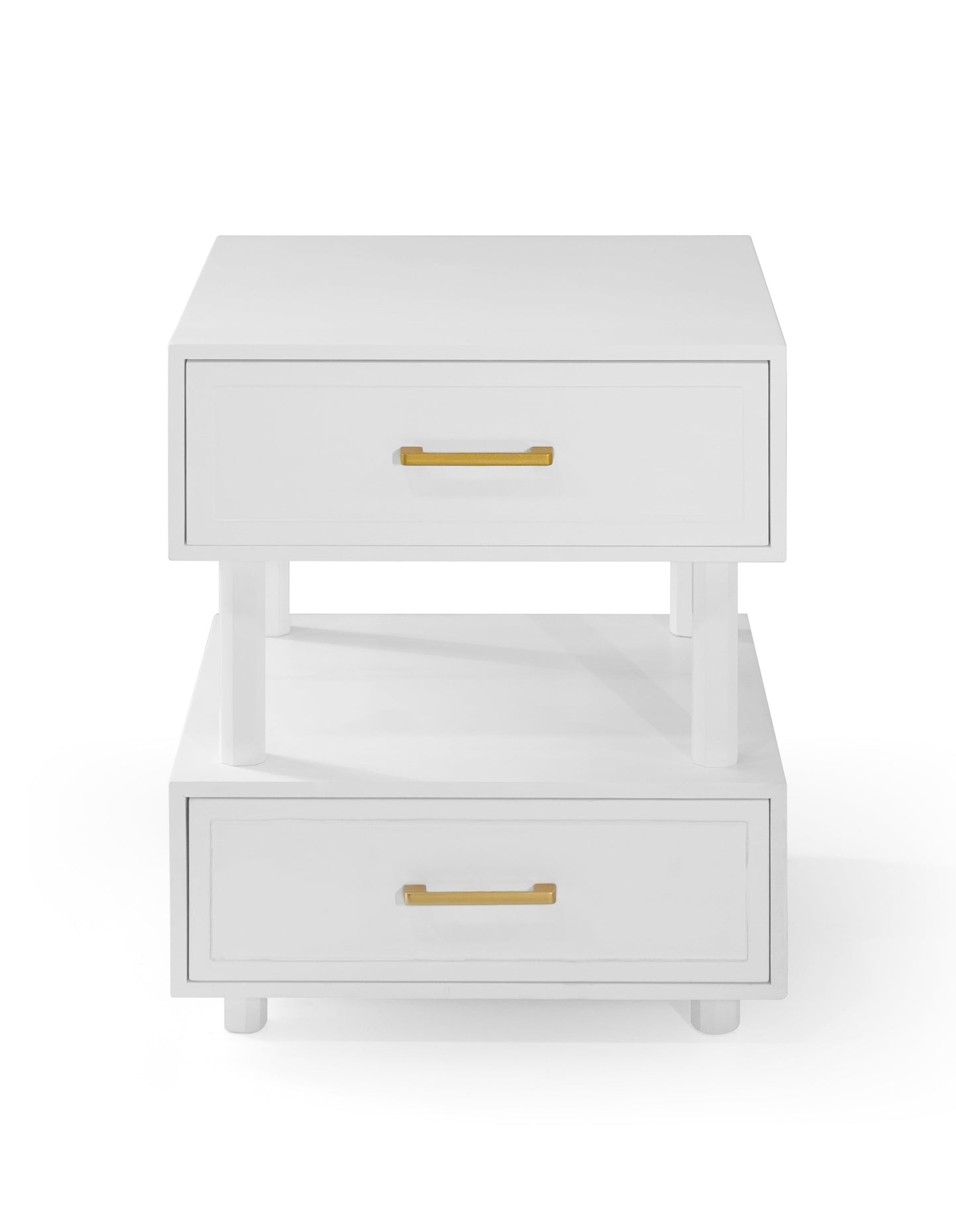 Nikita Double Draw Brass Handle Bedside Table 55cm