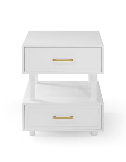 Nikita Double Draw Brass Handle Bedside Table 55cm