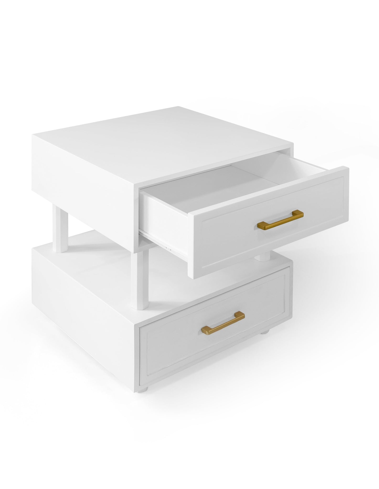 Nikita Double Draw Brass Handle Bedside Table 55cm