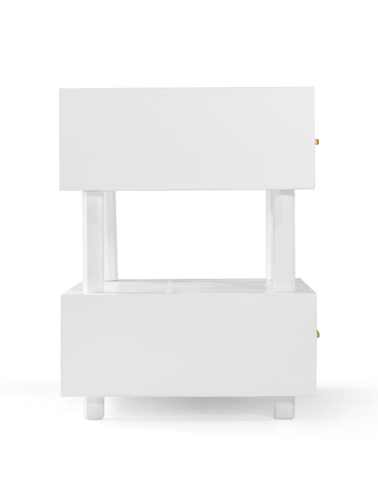 Nikita Double Draw Brass Handle Bedside Table 55cm